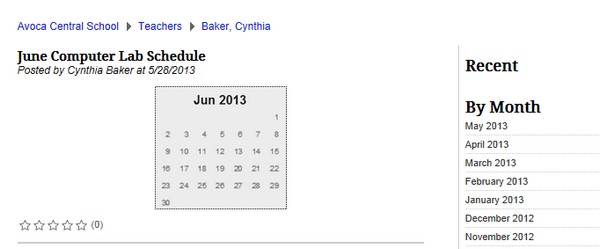 Snapshot of Baker Blog with link to Computer Schedule 