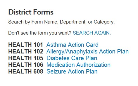 District Forms Results Page District Forms Results Page